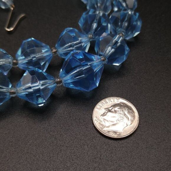 Vintage West Germany Vintage Lucite Beaded Necklace, Lt Blue, 17 Inches - Picture 9 of 10